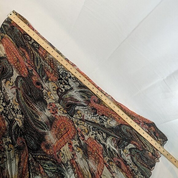 Dana Buchman 100% Silk Maxi Skirt Paisley Orange Multicolor 16 Flowy Ruffle Line - Picture 10 of 10